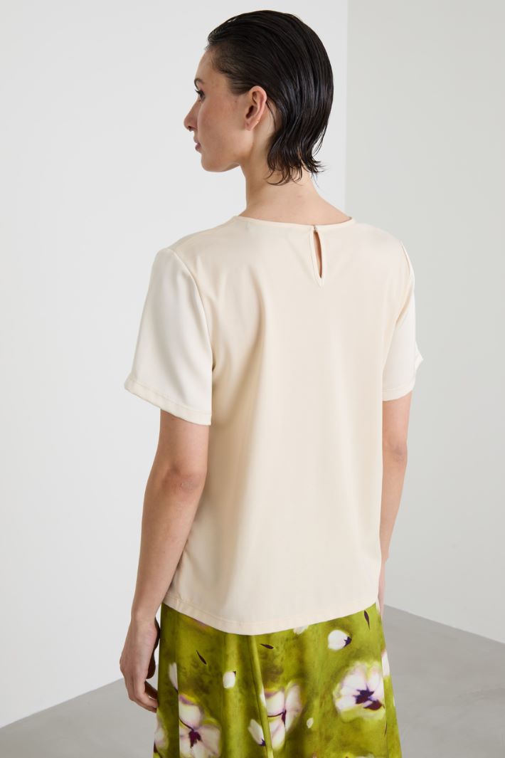 Bi-material top in satin and jersey Intrend - 2