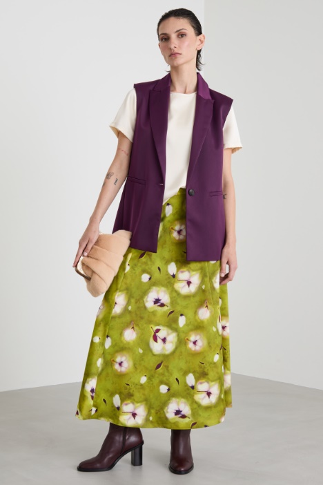 Bi-material top in satin and jersey Intrend