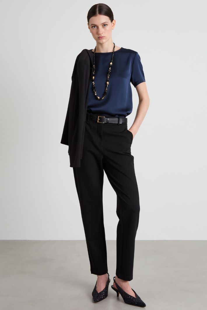 Top bimateriale in raso e jersey Intrend - 3