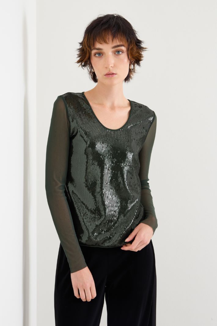 T-shirt con paillettes Intrend