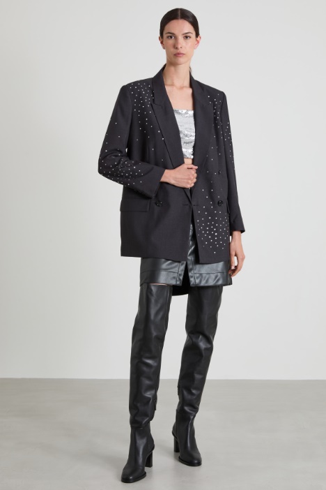 Rhinestone-embellished double-breasted blazer Intrend