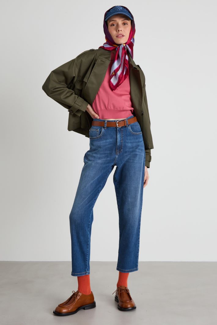 Short gabardine trench coat Intrend