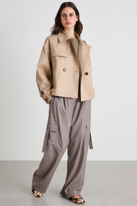 Short gabardine trench coat Intrend