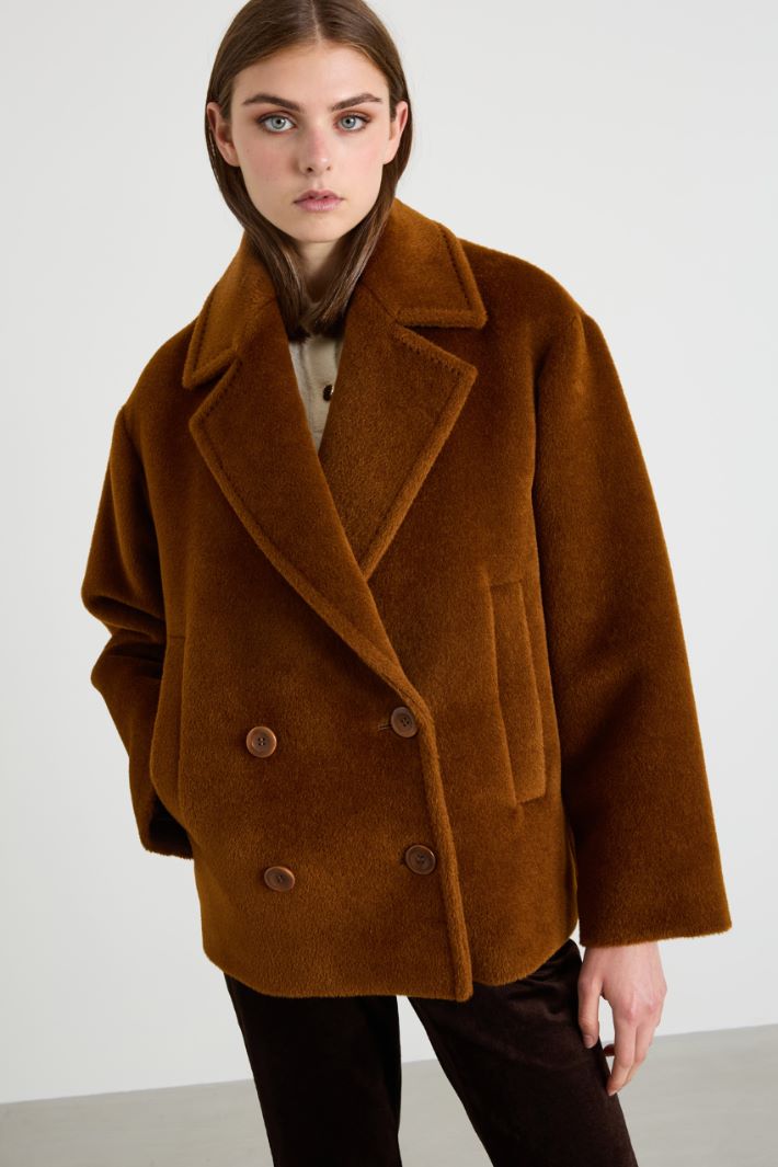 Wool and alpaca pea coat Intrend - 2