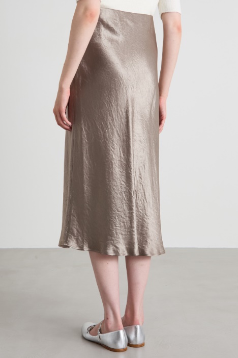 Gonna longuette in raso