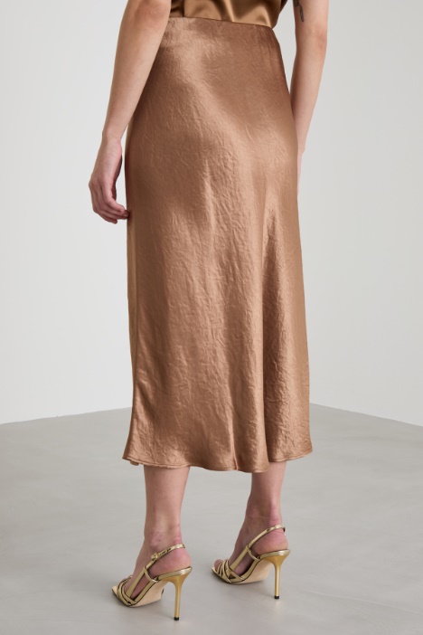 Gonna longuette in raso