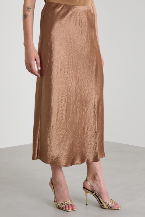 Gonna longuette in raso