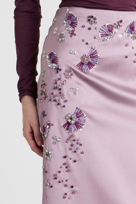 Gonna in raso con strass