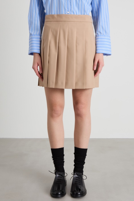 Gonna a pieghe in gabardina