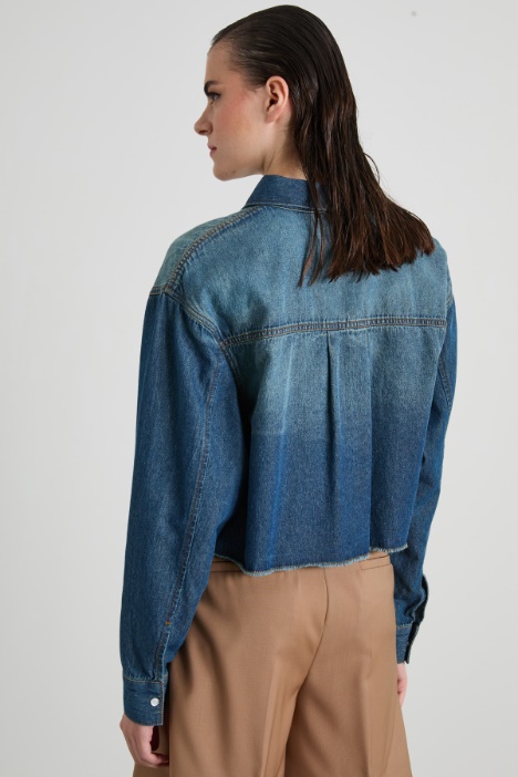Camicia cropped in denim