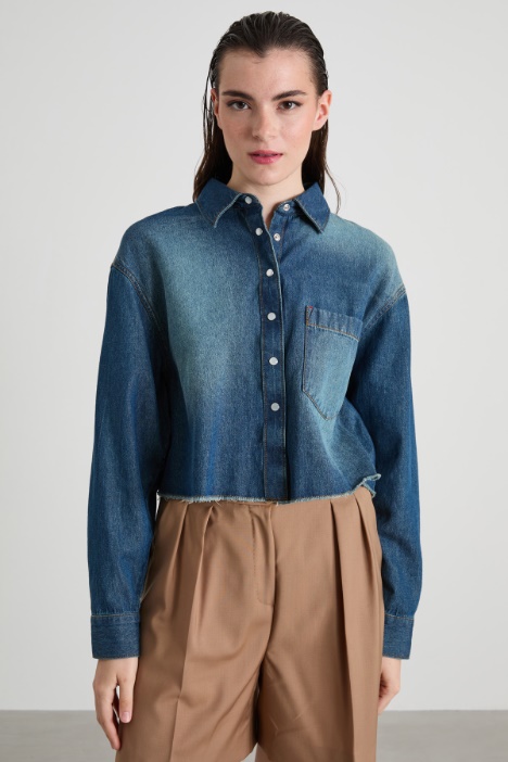 Camicia cropped in denim Intrend