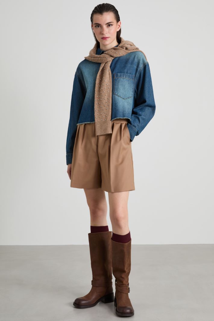 Camicia cropped in denim Intrend - 3