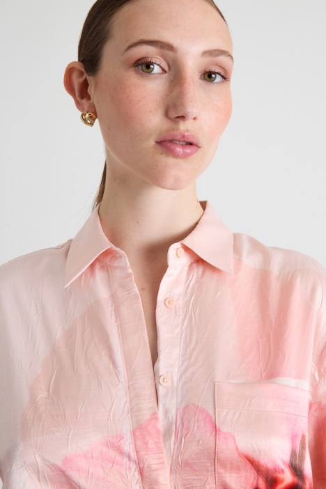 Camicia in raso con stampa