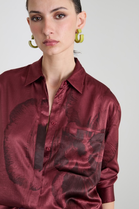 Camicia in raso con stampa