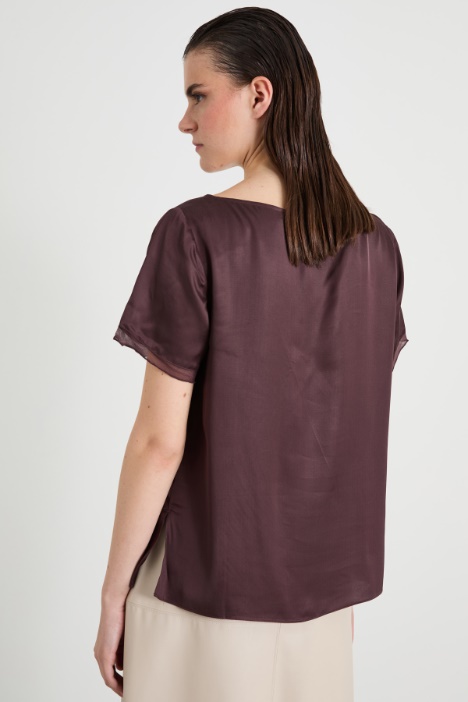 Blusa in raso e crépon