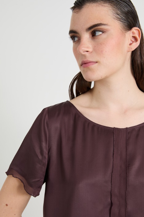 Blusa in raso e crépon