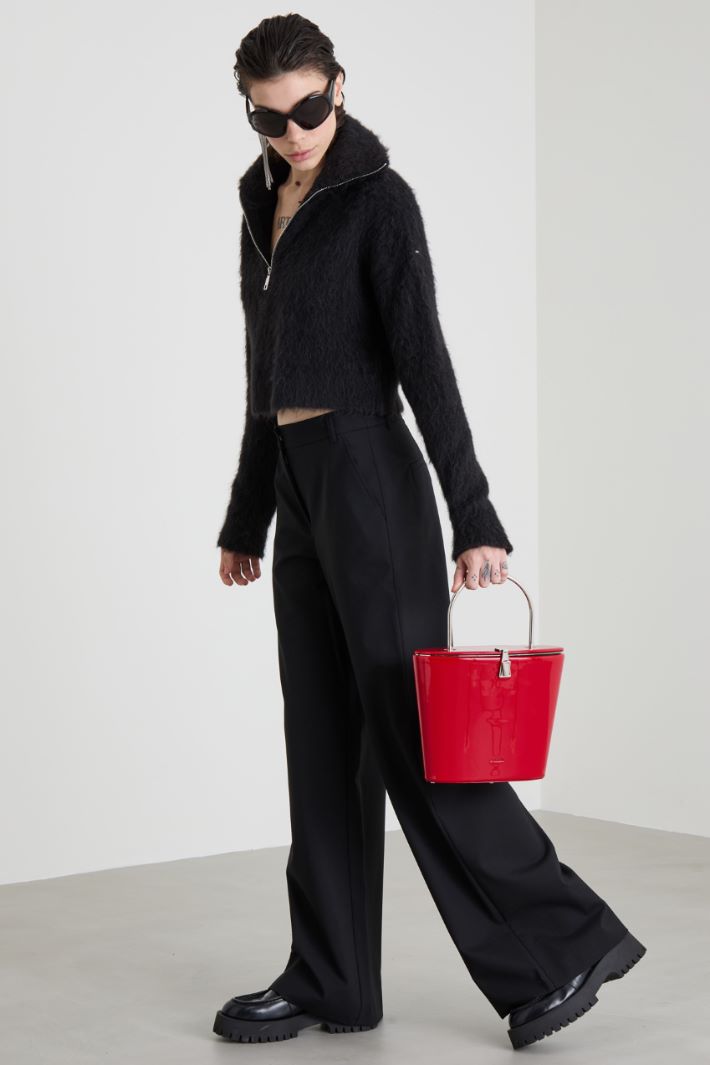 Pantalones rectos de lona de lana Intrend