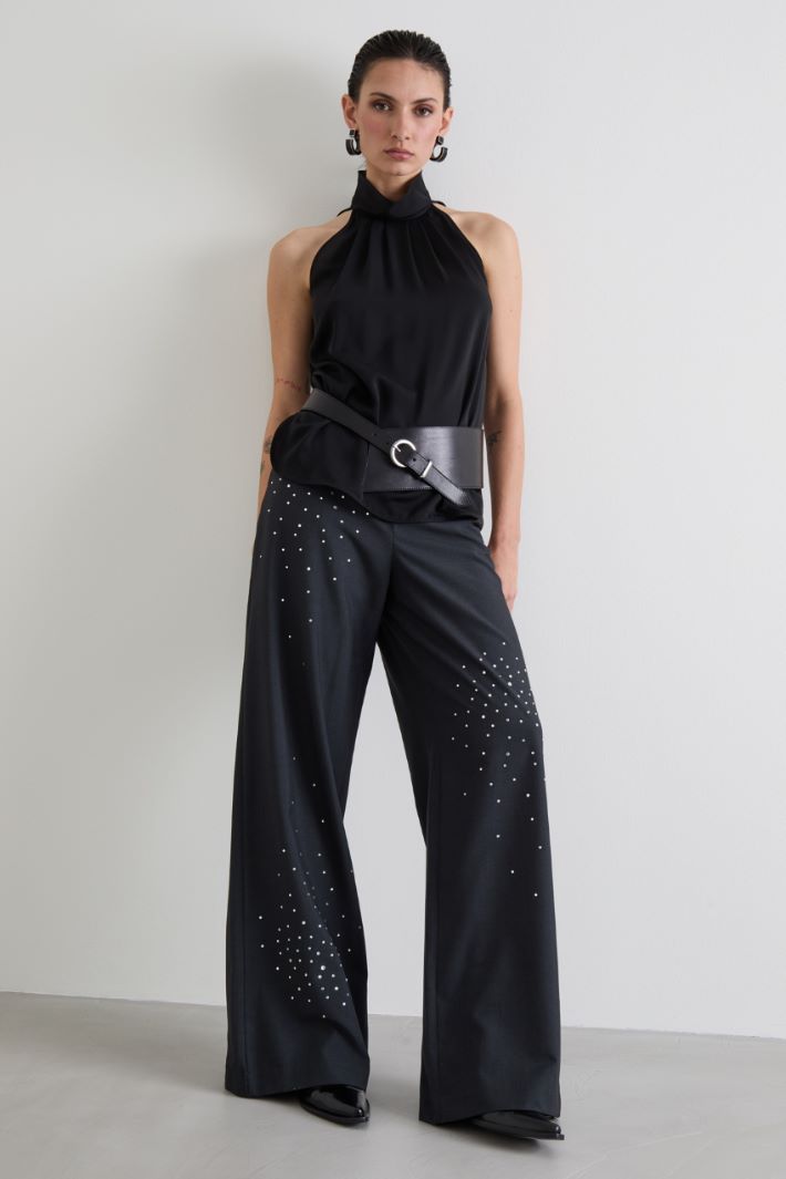Rhinestone-embellished trousers Intrend