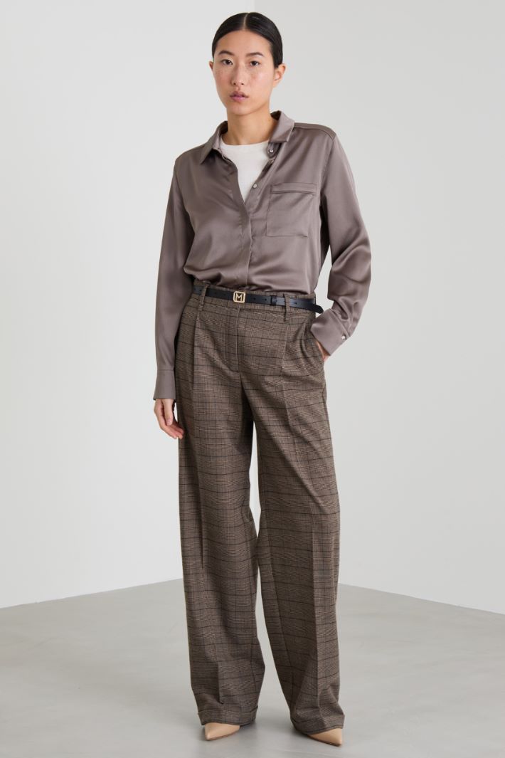 Lightweight flannel wide-leg trousers Intrend