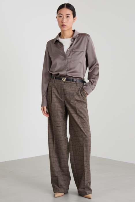 Lightweight flannel wide-leg trousers Intrend