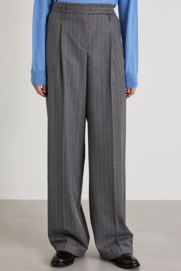 Lightweight flannel wide-leg trousers Intrend - 2