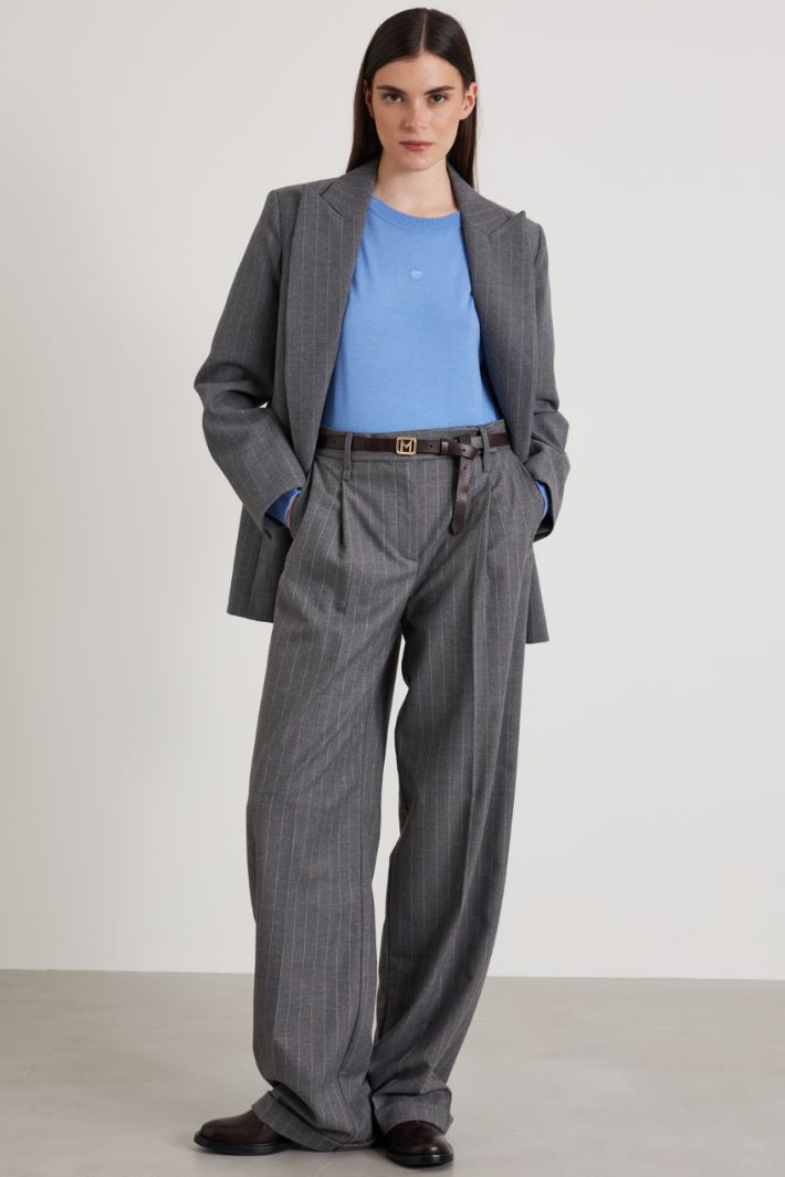 Lightweight flannel wide-leg trousers Intrend