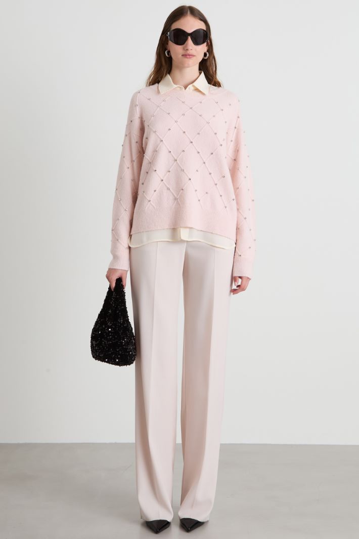 Pantaloni in crépe di lana