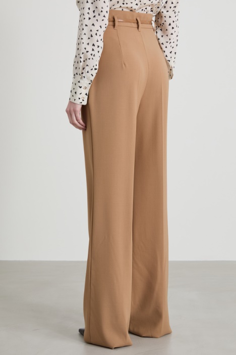 Pantalone a vita alta in crépe