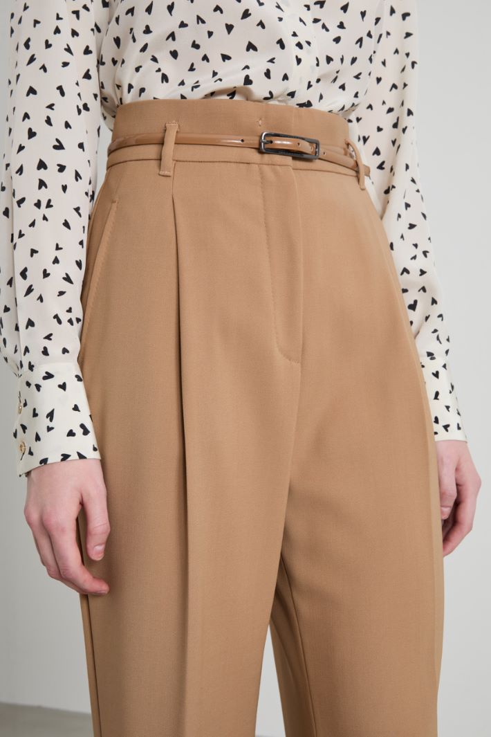 High-waisted wool crepe trousers Intrend - 4