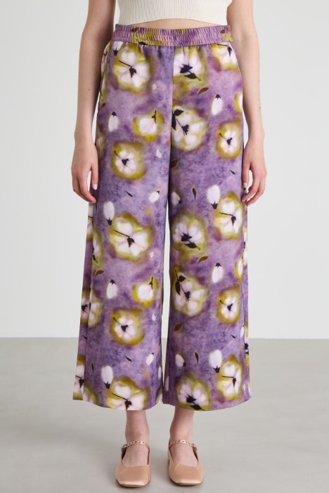 Pantaloni ampi in enver satin