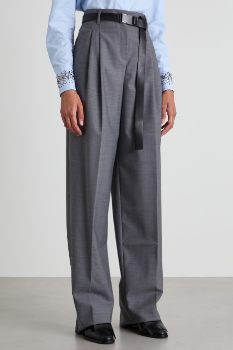 Pantaloni in gabardina di lana