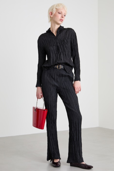 Crinkled silk trousers Intrend