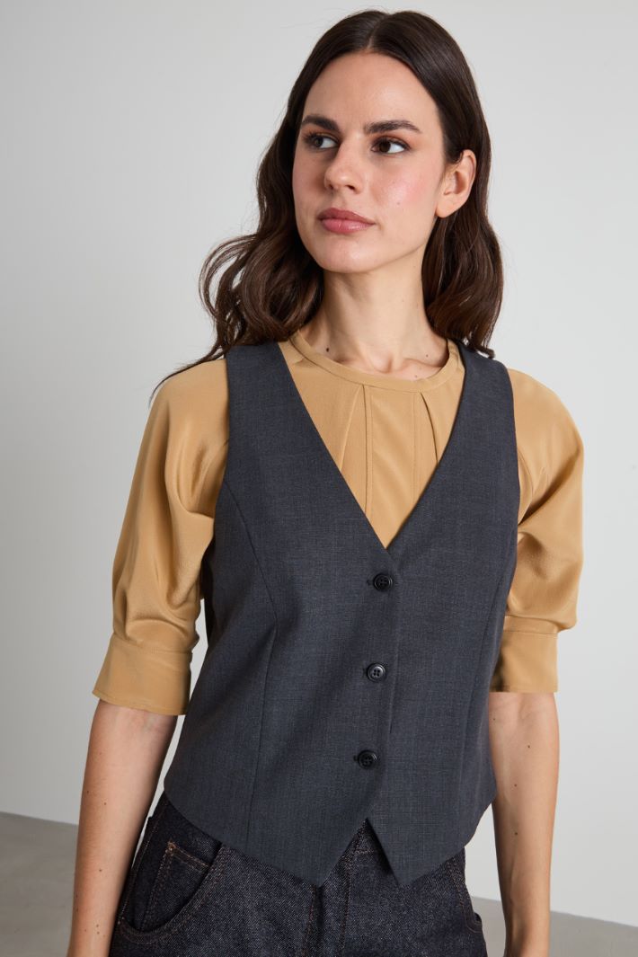 Gilet in grisaglia di lana Intrend - 3