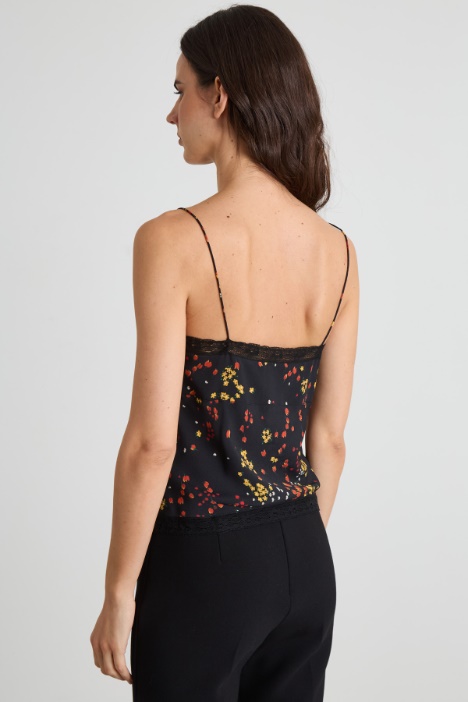 Top sottoveste in crépe e pizzo