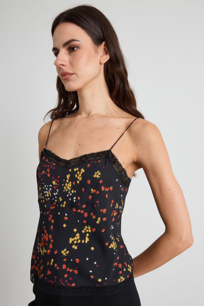 Top sottoveste in crépe e pizzo Intrend