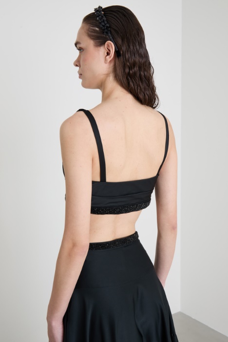 Top crop con cristalli