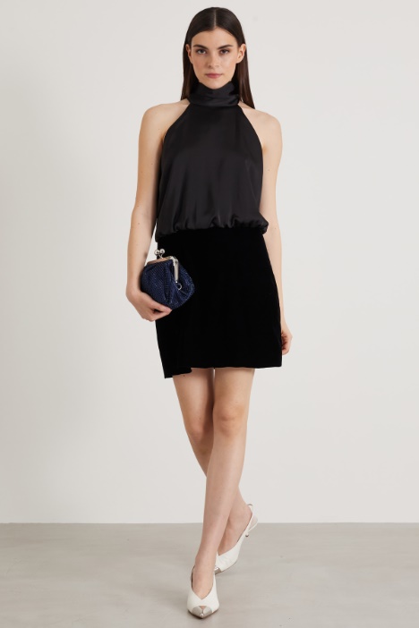 Satin and velvet dress Intrend