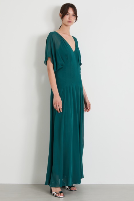 Abito lungo in georgette di seta