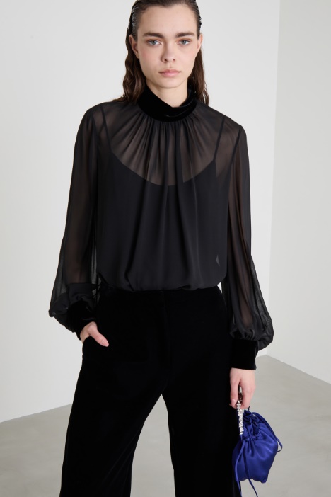 Georgette polo-neck blouse Intrend