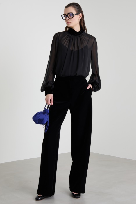Georgette polo-neck blouse Intrend