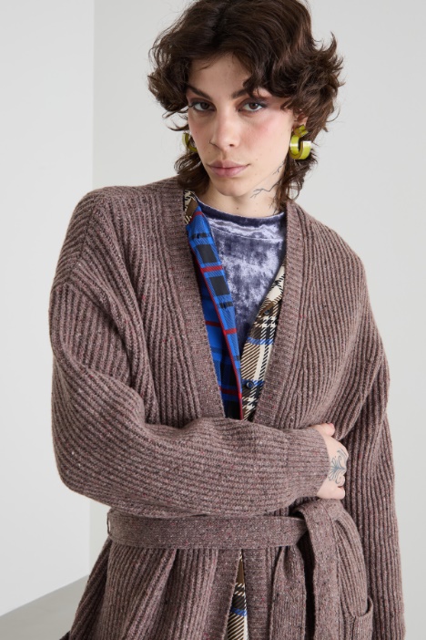 Cardigan lungo a coste