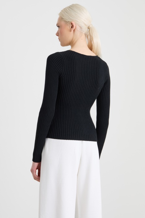 Cardigan a coste con zip