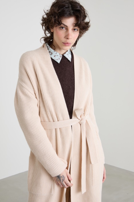 Cardigan lungo con cintura