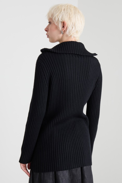 Cardigan a coste con zip