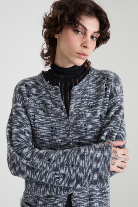 Cardigan mélange traforato