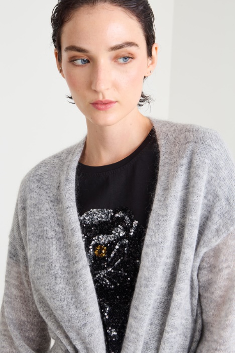 Cardigan in filato misto mohair