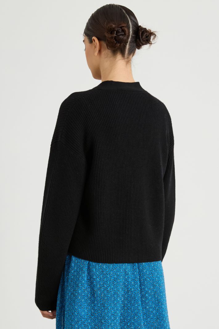 Cardigan crop in lana