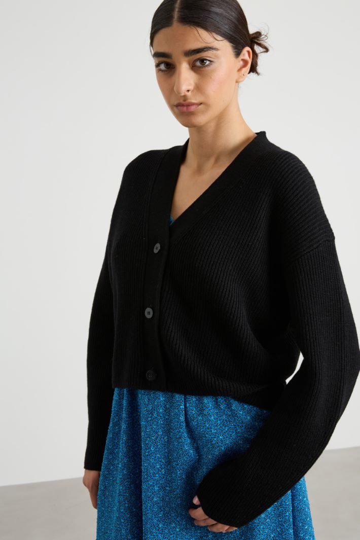 Cardigan crop in lana