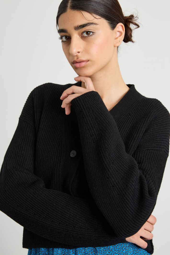 Cardigan crop in lana