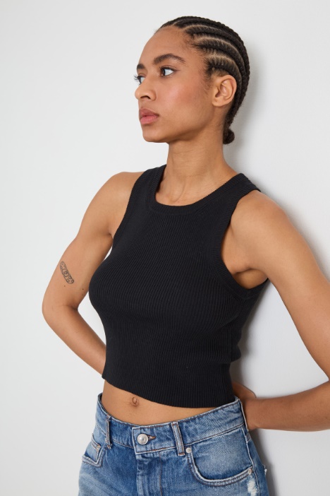 Top in maglia a costine